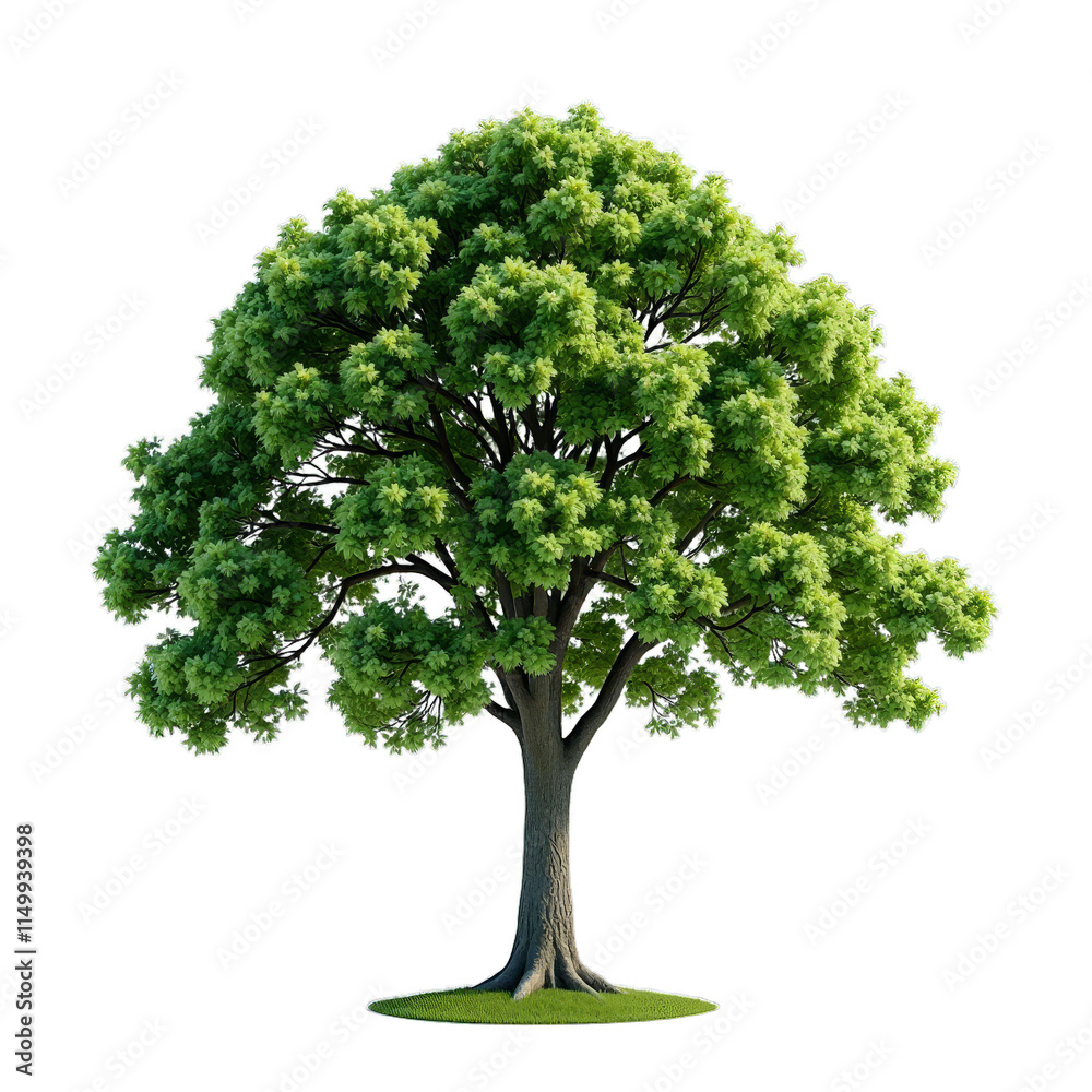 Tree with green leaves on a grassy area Tree with green leaves on a grassy area