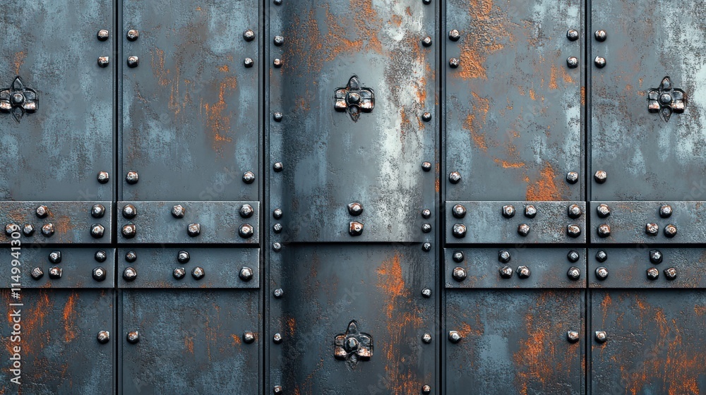 Rusted Metal Door With Decorative Bolts And Panels Rusted Metal Door With Decorative Bolts And Panels
