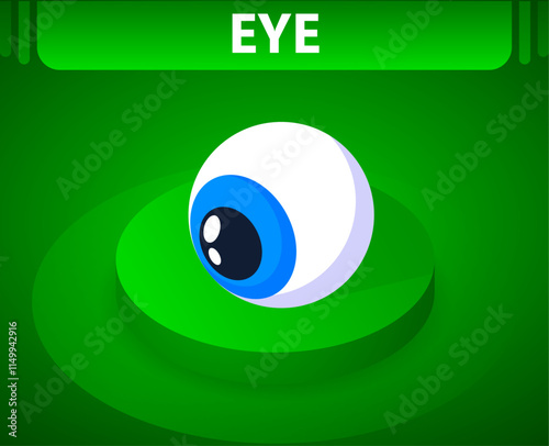 Eye isometric icon. Vector illustration. 3d concept