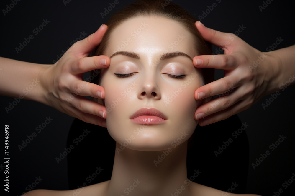 Fototapeta premium Anti-Aging Facial Massage for Young Women in a Luxury Salon