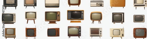 Collection of vintage television sets, various styles and sizes. photo