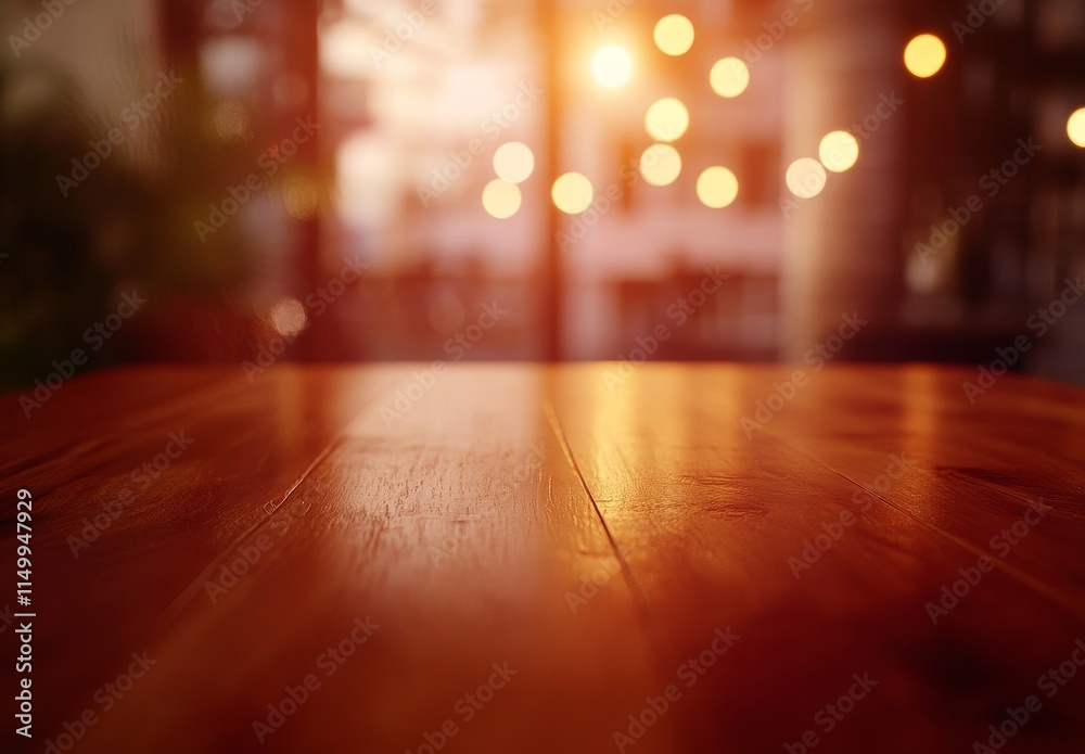 Empty wooden table at sunset cafe. Empty wooden table at sunset cafe.