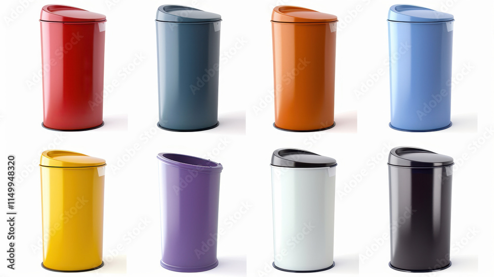 set of colorful garbage bins set of colorful garbage bins