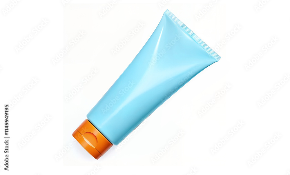 Top view of a sunscreen tube, Isolated on a white background Top view of a sunscreen tube, Isolated on a white background