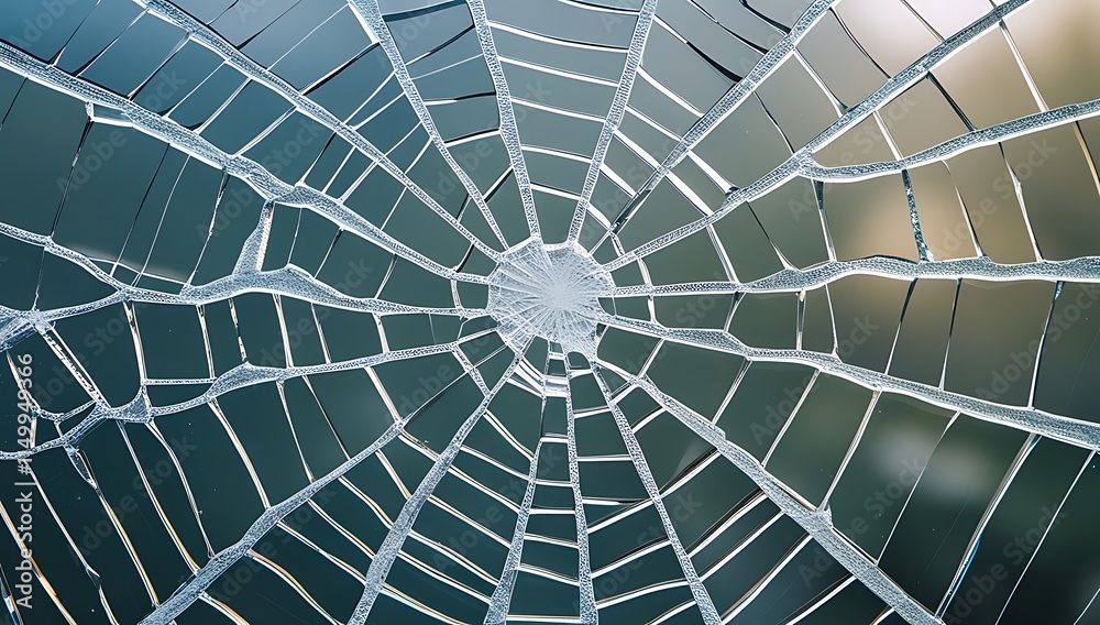 Obraz premium Shattered Glass Creates Abstract Weblike Pattern