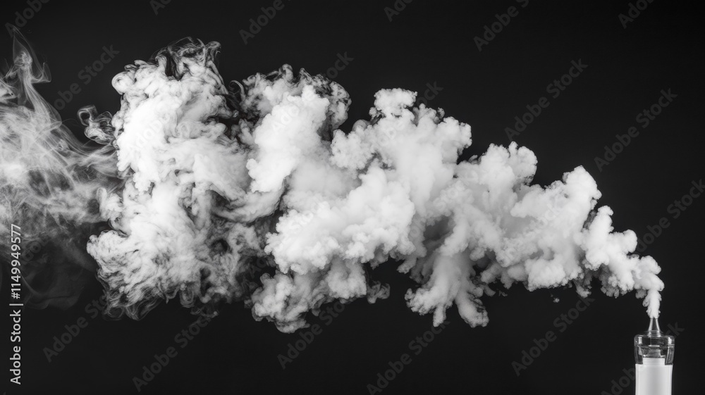A white cloud of steam on a black background, a puff of smoke from an electronic cigarette. A white cloud of steam on a black background, a puff of smoke from an electronic cigarette.