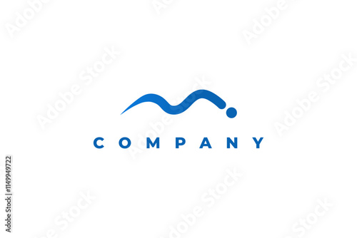 letter m and water minimal logo design