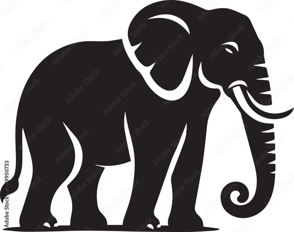 Obraz premium black Elephant Vector, Elephant Logo Vector Icon, Elephant illustration design, Elephant silhouette vector black and white