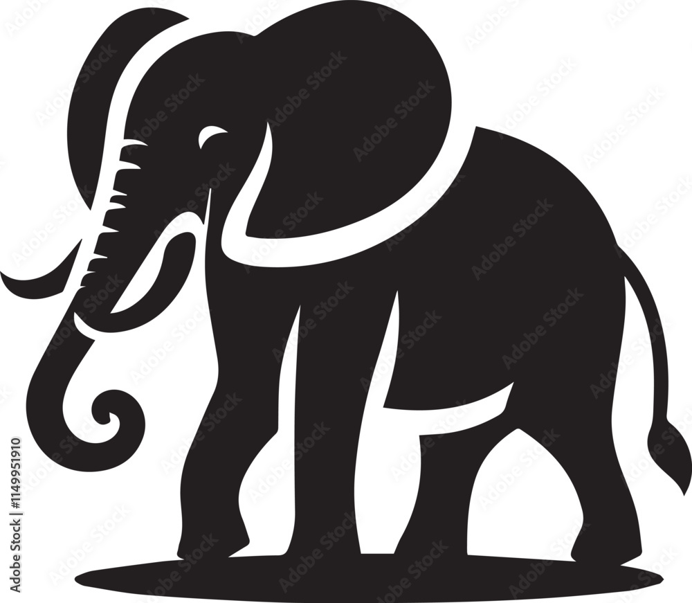 Fototapeta premium black Elephant Vector, Elephant Logo Vector Icon, Elephant illustration design, Elephant silhouette vector black and white