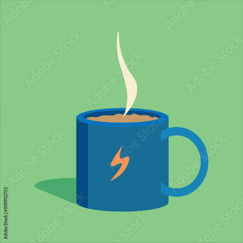 Coffee Cup with blue and green background