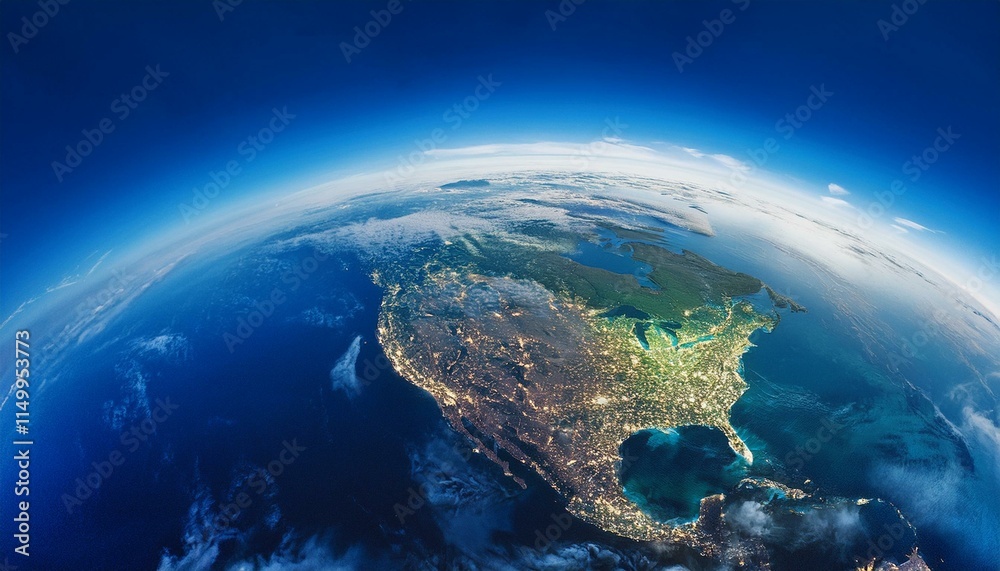 Fototapeta premium Generated image A breathtaking satellite view of Earth showcasing the diverse continents and vast blue ocean