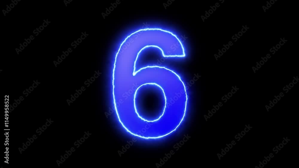 6 - Electric hot burning number on a black background 6 - Electric hot burning number on a black background