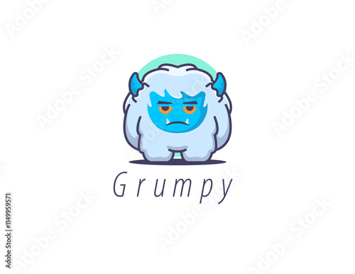 A cartoonish yeti character with a grumpy expression.