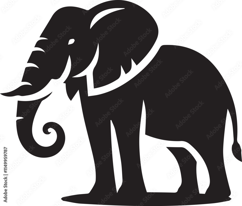 Fototapeta premium black Elephant Vector, Elephant Logo Vector Icon, Elephant illustration design, Elephant silhouette vector black and white