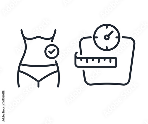 Weight loss, dieting, linear icon stock illustration