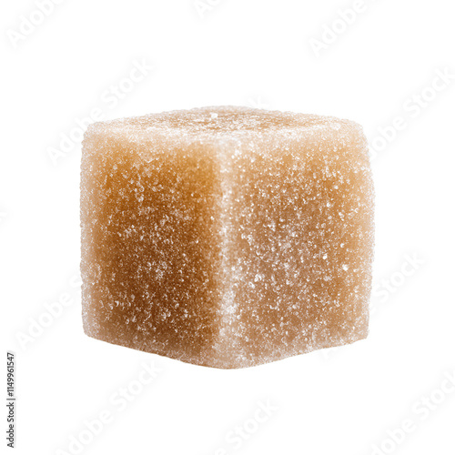 3D Render of Cane Sugar Cube on Transparent Background, Full Depth of Field
