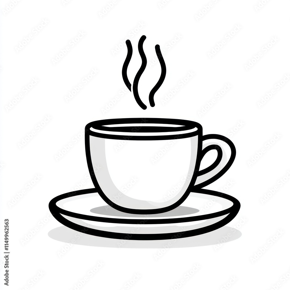 A steaming cup of coffee rests on a saucer A steaming cup of coffee rests on a saucer
