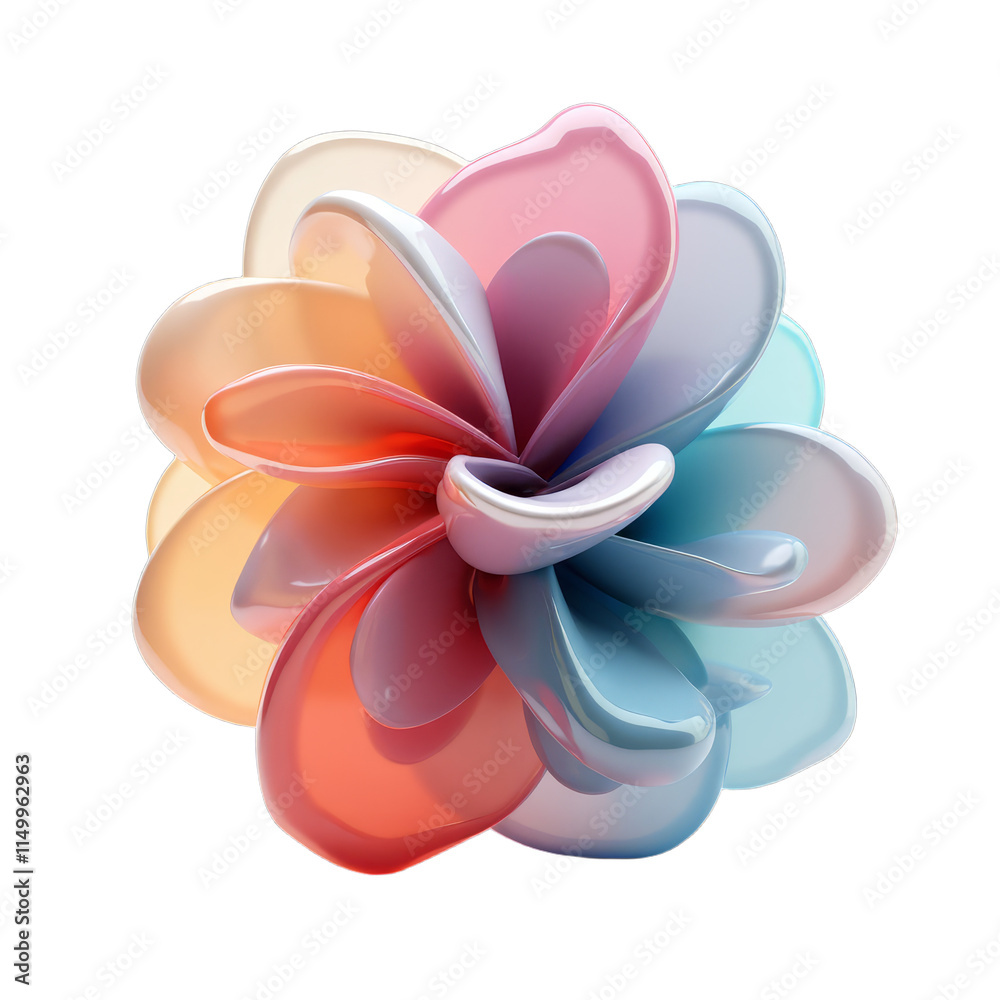 Fototapeta premium 3D colorful abstract flower design with smooth petals