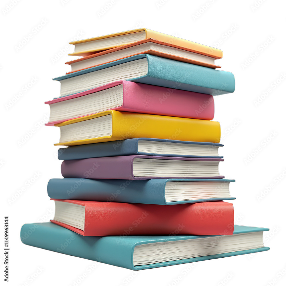Stack of colorful books with spines visible Stack of colorful books with spines visible