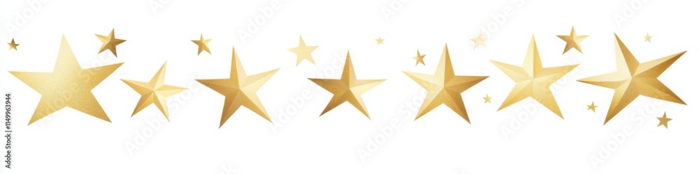 Elegant golden stars in various sizes arranged as a decorative border on a white background, ideal for festive themes and celebrations.
Elegant golden stars in various sizes arranged as a decorative border on a white background, ideal for festive themes and celebrations.