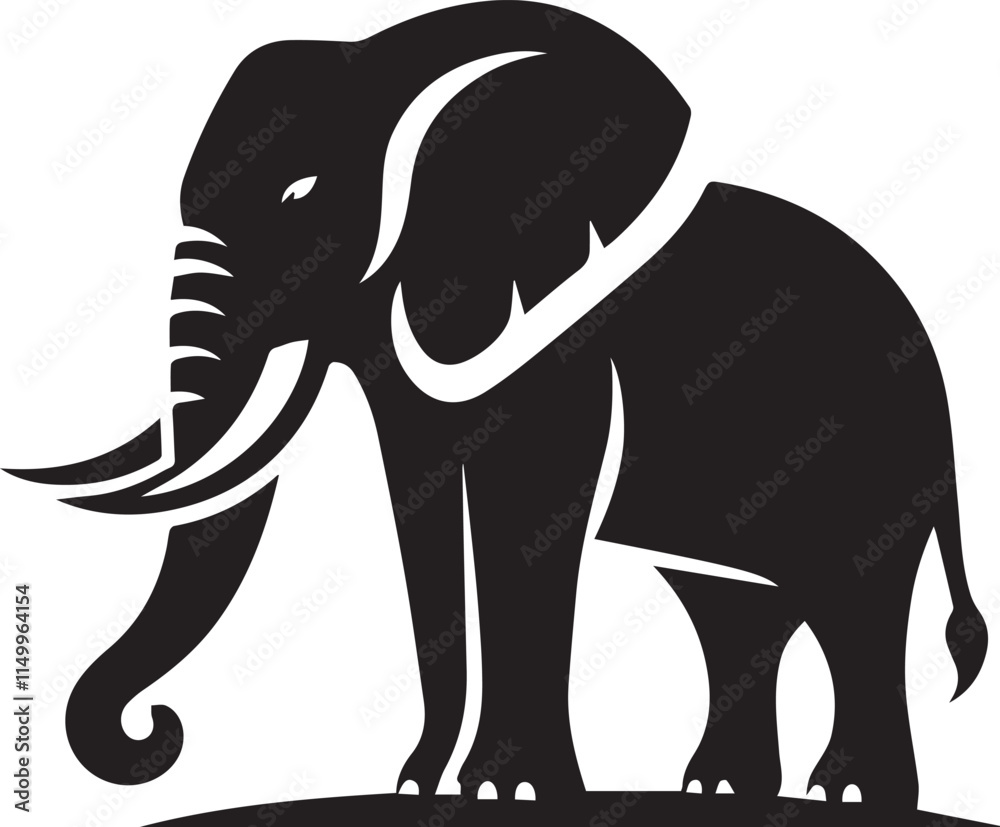 Fototapeta premium black Elephant Vector, Elephant Logo Vector Icon, Elephant illustration design, Elephant silhouette vector black and white