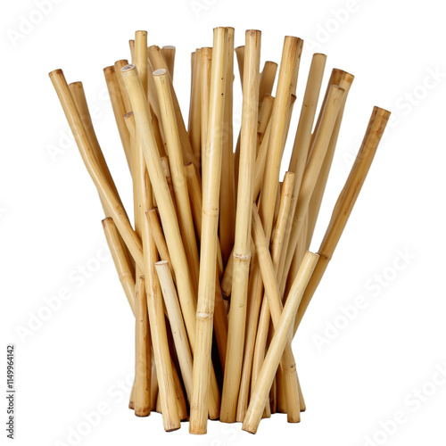 Straight bamboo sticks in a bundle