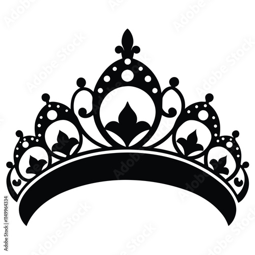 Bridal tiara silhouette wedding on white background