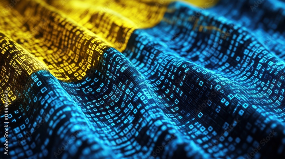 technology, cyberspace and information concept - binary code pattern in colors of flag of ukraine technology, cyberspace and information concept - binary code pattern in colors of flag of ukraine