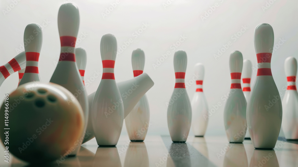 Naklejka premium bowling ball and pins