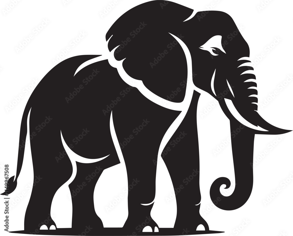 Obraz premium black Elephant Vector, Elephant Logo Vector Icon, Elephant illustration design, Elephant silhouette vector black and white