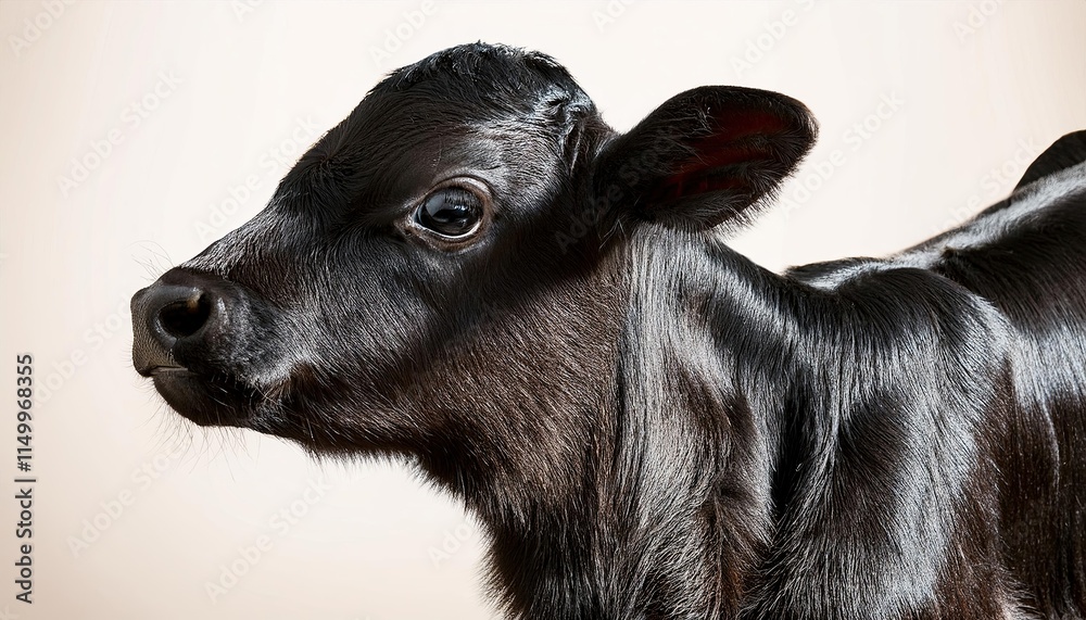 Close-up portrait of a calf on a white background Close-up portrait of a calf on a white background