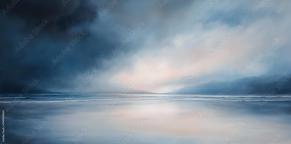 A serene seascape at dawn, featuring soft colors and tranquil reflections on water. A serene seascape at dawn, featuring soft colors and tranquil reflections on water.