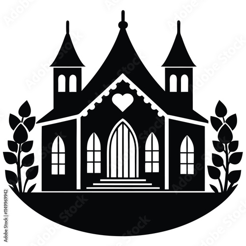Wedding venue silhouette elegant design on white