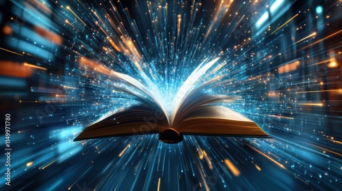 Glowing Book, Digital Knowledge, Data Burst - Abstract backgrounds