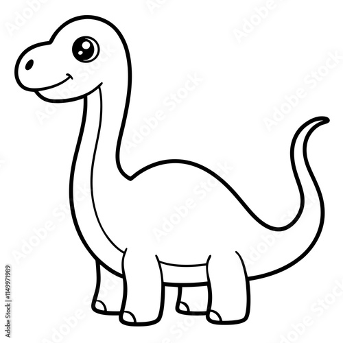 Cute Cartoon vector Dinosaur for Coloring Page Outline.