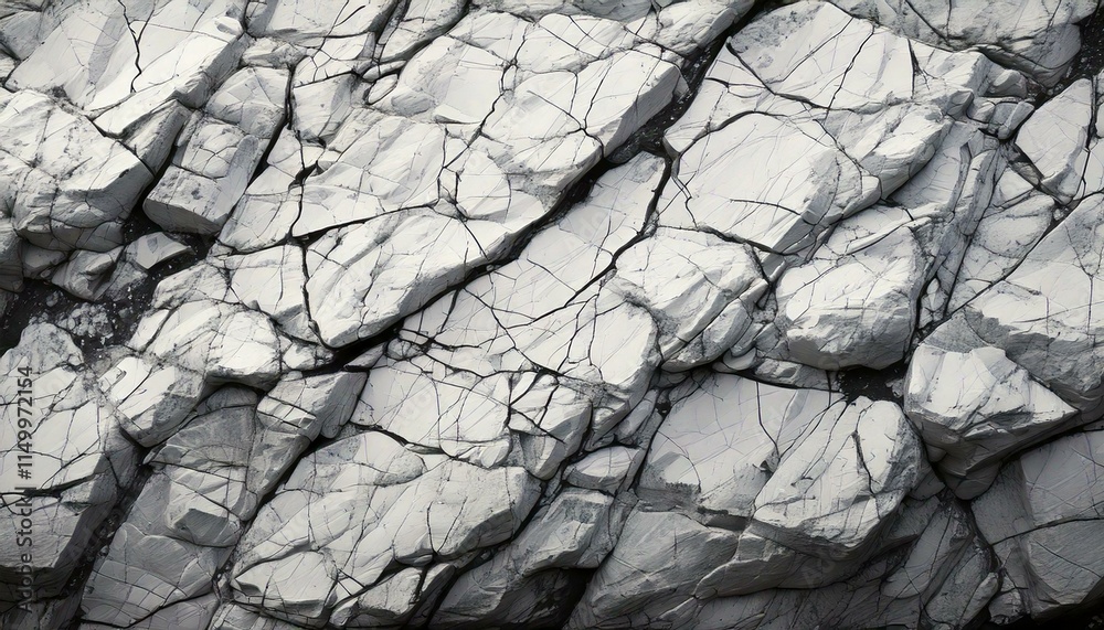 cracked white rugged rock surface