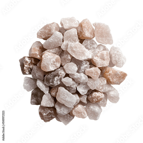 3D render of rock sea salt isolated on transparent background, full depth of field