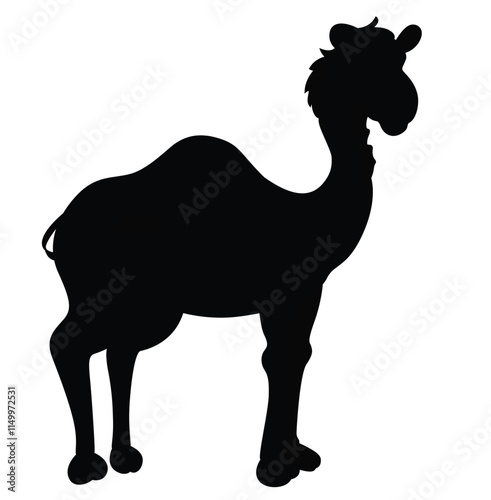 Cute cartoon hand drawn vector camel icon silhouette.