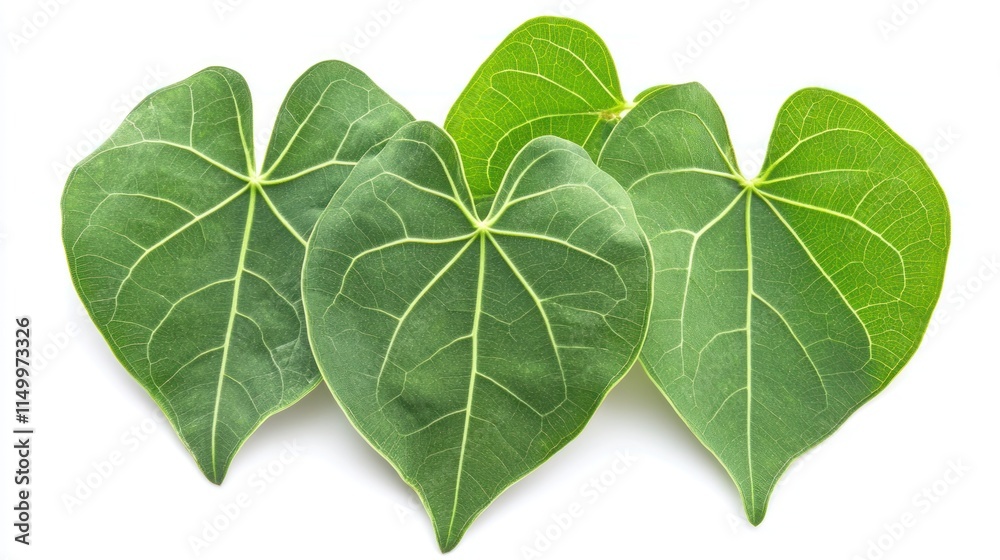Three heart-shaped green leaves isolated on white. Three heart-shaped green leaves isolated on white.