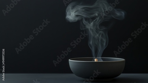 The soft rise of smoke from a mosquito repellent incense coil, curling and spiraling in the air, photo