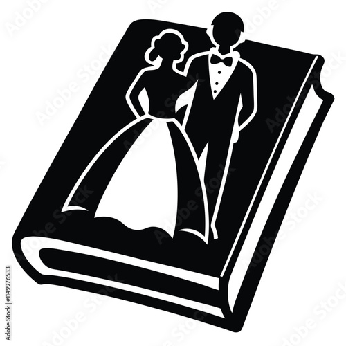 Wedding guestbook silhouette on white background