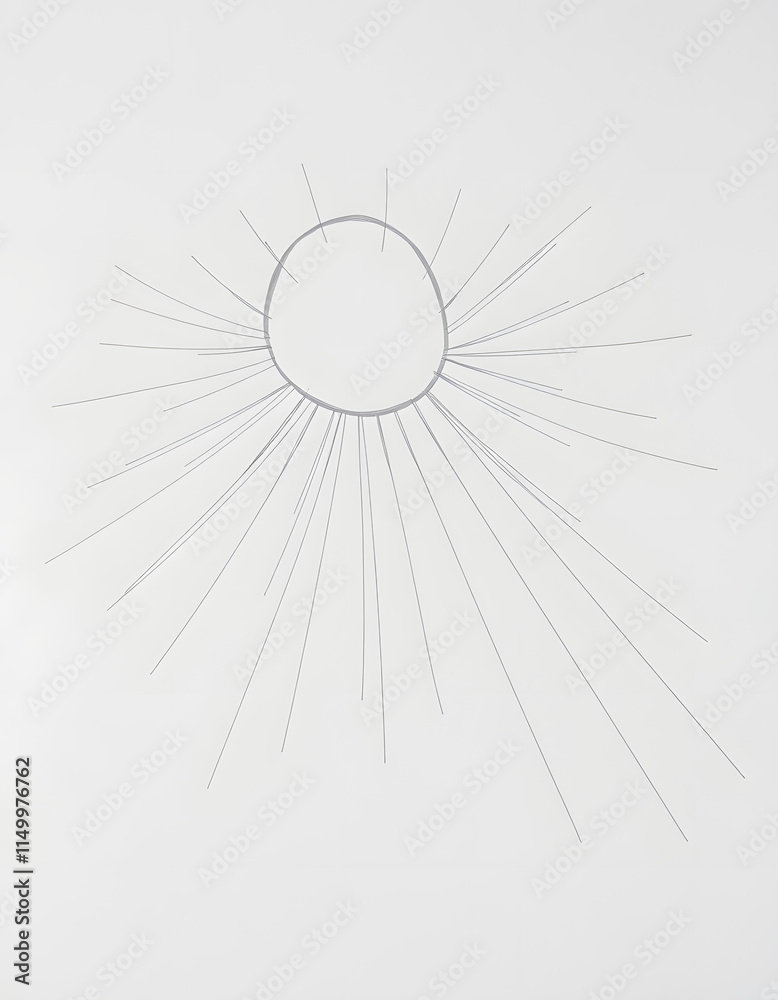 Obraz premium Sun rays hand drawn, linear drawing, Diffused lighting, with white tones