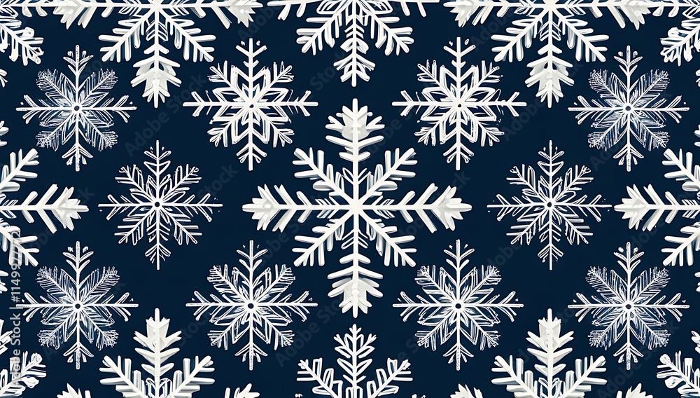 White snowflakes on a dark blue background pattern White snowflakes on a dark blue background pattern