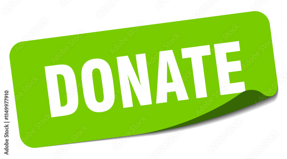 DONATE sticker isolated on white background DONATE sticker isolated on white background