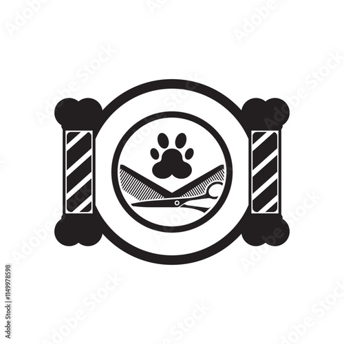 Pet grooming icon logo vector design, illustration template