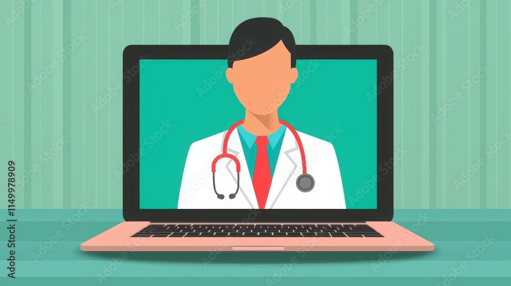 Privacy matters in health and medical info concept. Online consultation with a doctor on a laptop screen. Privacy matters in health and medical info concept. Online consultation with a doctor on a laptop screen.