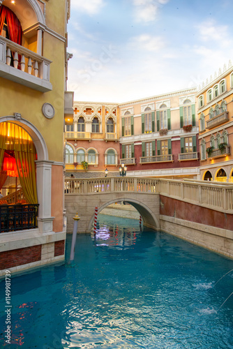 The Venetian Macao simulates Venice, with characteristic architectural shapes of Venice