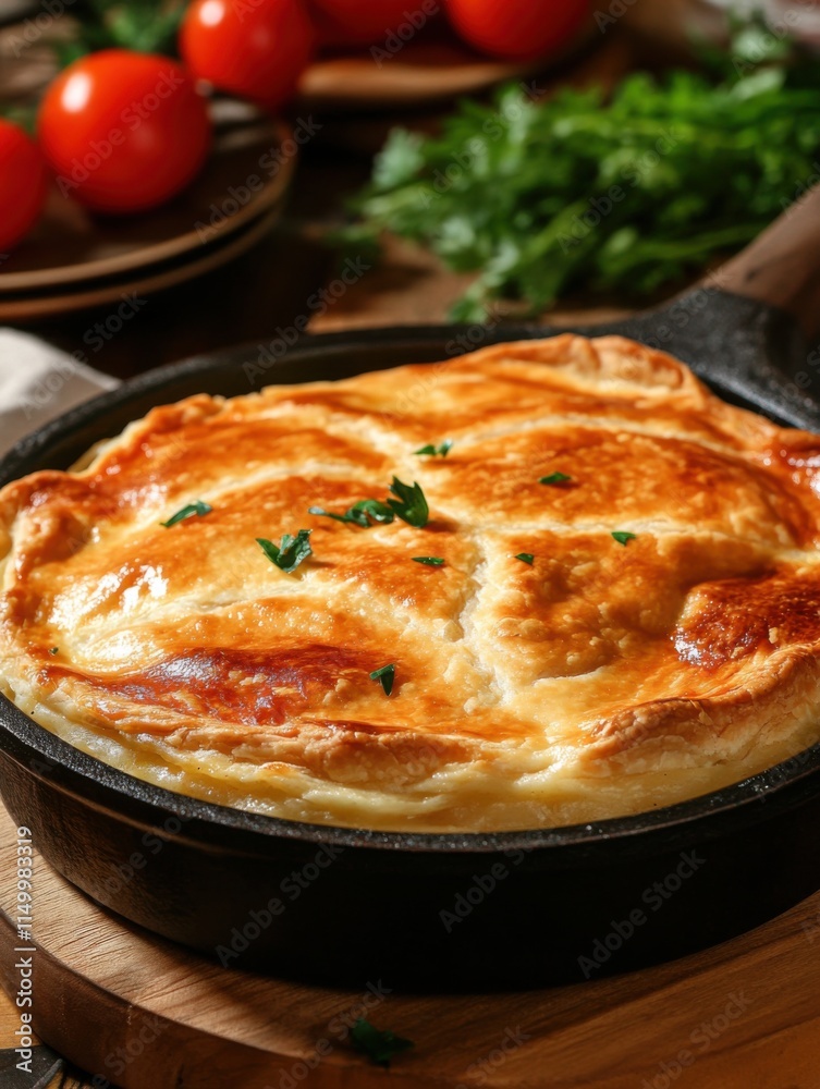 Baking a Delicious Chicken Pot Pie Cozy Kitchen Culinary Delight Homely Atmosphere Close-Up View Comfort Food Concept Baking a Delicious Chicken Pot Pie Cozy Kitchen Culinary Delight Homely Atmosphere Close-Up View Comfort Food Concept