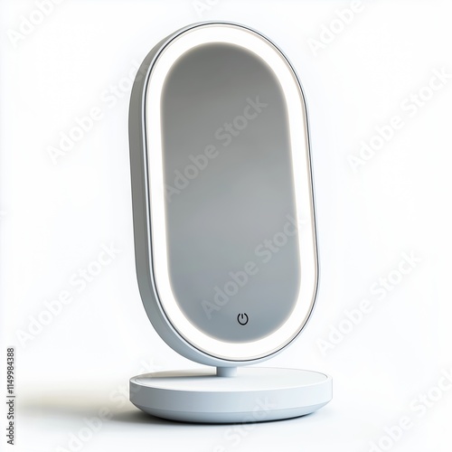 Smart Mirror with Voice Commands and Makeup Lighting , isolated on a white background , High quality , No blur photo