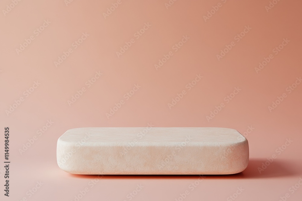 Minimalist peach background with a light beige rectangular podium. Minimalist peach background with a light beige rectangular podium.